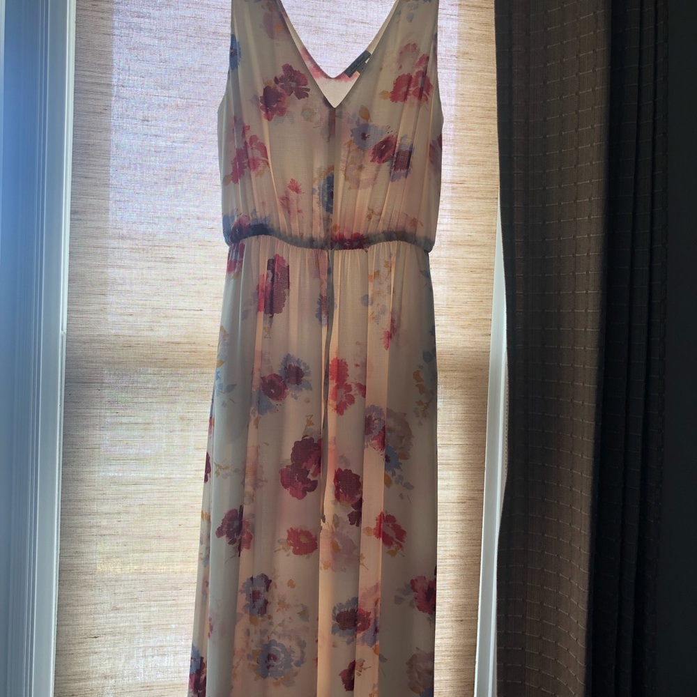 Lucky Brand Cream Floral Tie Waist Dress